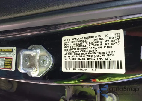 2013 Acura Rdx z USA, uszkodzony, nr VIN 5J8TB3H55DL004947